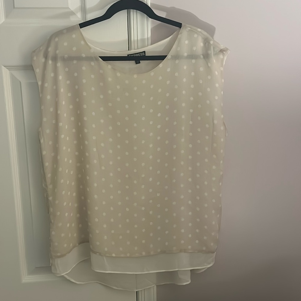 Tan/white Polka Dot Blouse